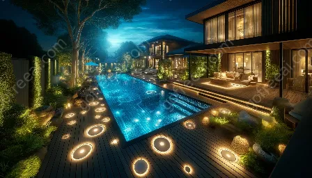 illuminazione della terrazza della piscina