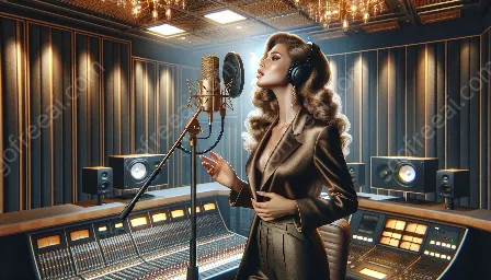 singing in a recording studio