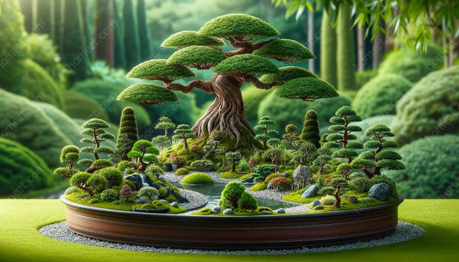 bonsai dan estetika taman miniatur