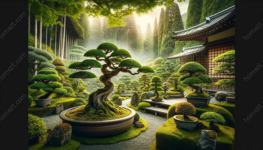 bonsai stílusok: formális függőleges