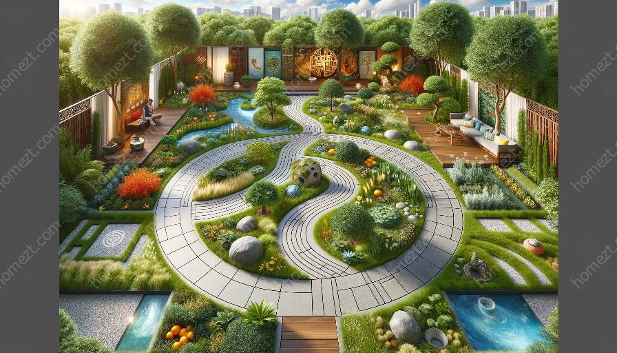 principi del feng shui per la disposizione e l'organizzazione del giardino