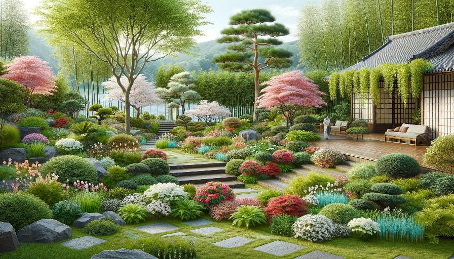 Japanse planten en bomen in tuinontwerp