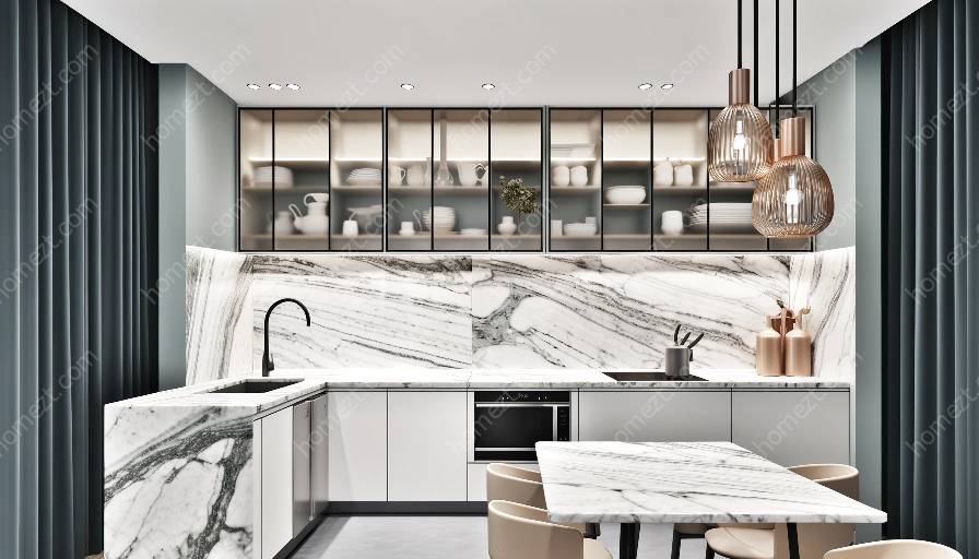 ide backsplash dapur marmer