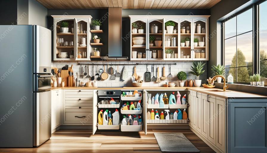 organizing kitchen cleaning supplies