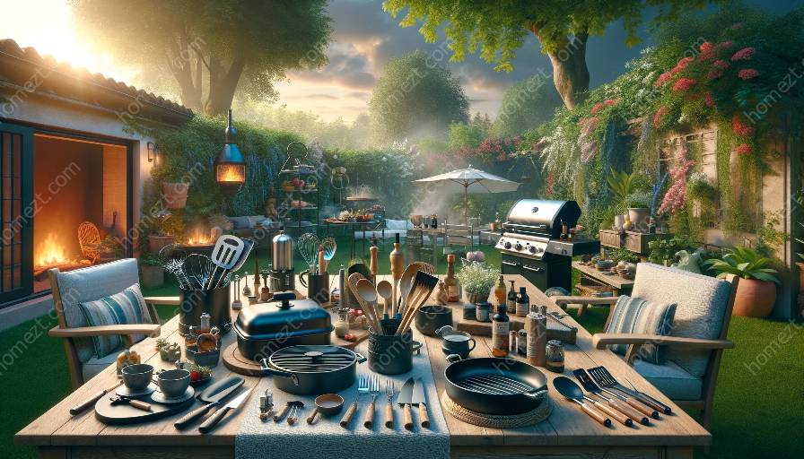 outils et accessoires de cuisine en plein air