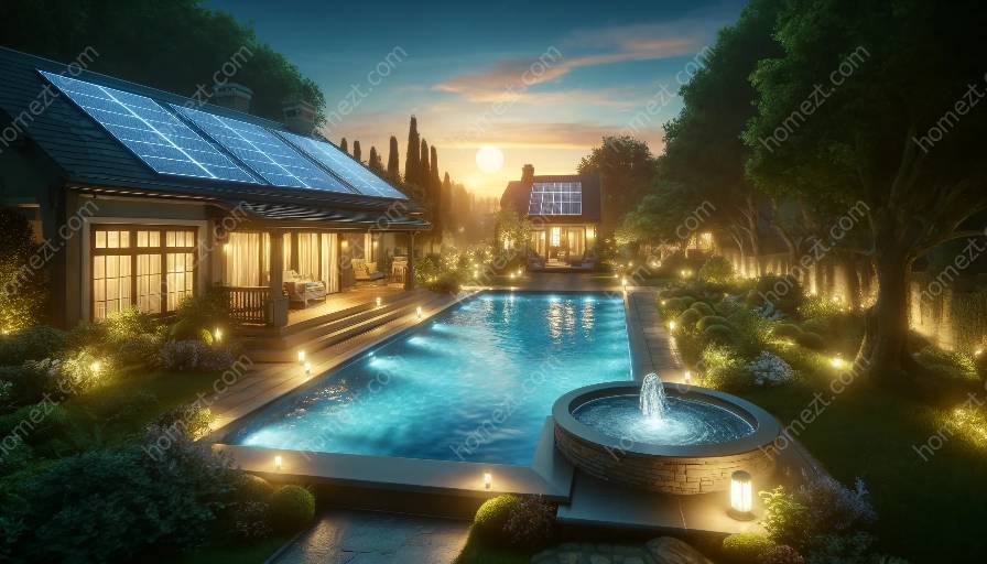 iluminación de piscina con energía solar