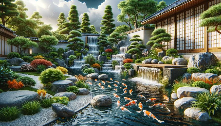 jeux d'eau dans les jardins japonais