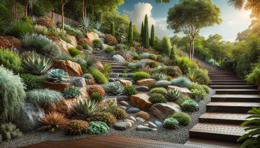 xeriscaping untuk taman miring