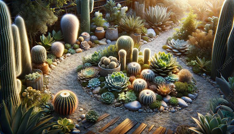 succulents এবং cacti সঙ্গে xeriscaping