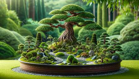 bonsai och miniatyrträdgårdsestetik