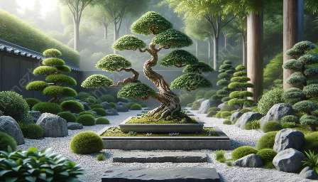bonsaïs dans les jardins zen