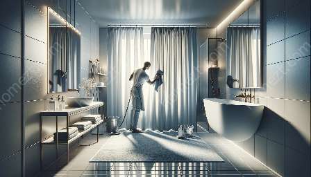 membersihkan dan menyelenggara langsir pancuran mandian