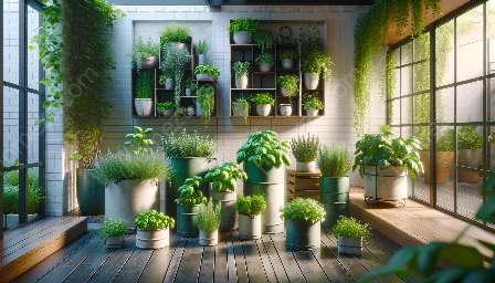 jardinagem em recipiente para ervas