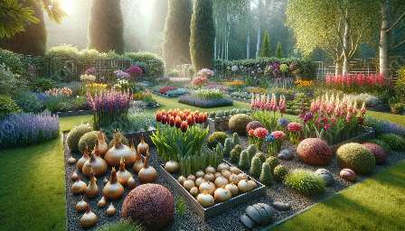 庭に球根、塊茎、根茎の展示物を作成する