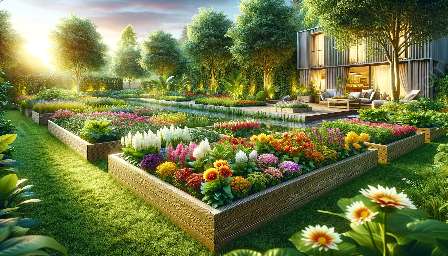 높은 침대 정원의 식용 꽃