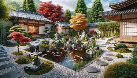 delar av en traditionell japansk trädgård