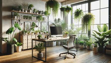 home office plants and greenery