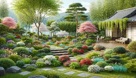 정원 디자인의 일본 식물과 나무