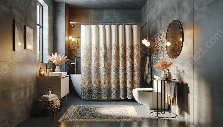 バスルームの装飾に合わせたシャワーカーテン