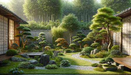 plantas y árboles en jardines zen