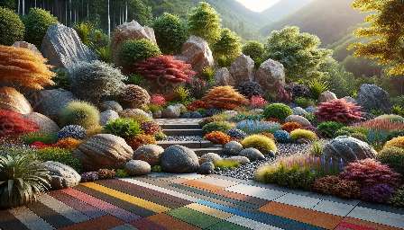 esquemas de cores do jardim de pedras