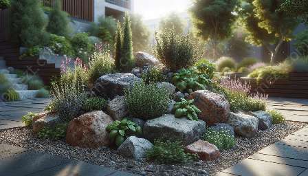 jardins de ervas de jardim de pedras