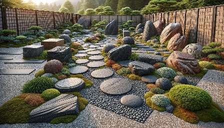 Steinarrangements in japanischen Gärten