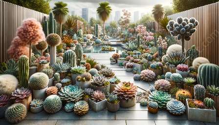 arrangements et présentoirs de succulentes et de cactus
