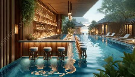 design de piscina com bar aquático