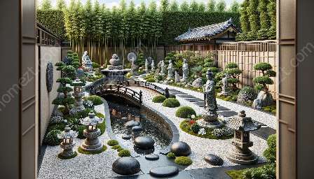 ornamen dan patung taman tradisional Jepang