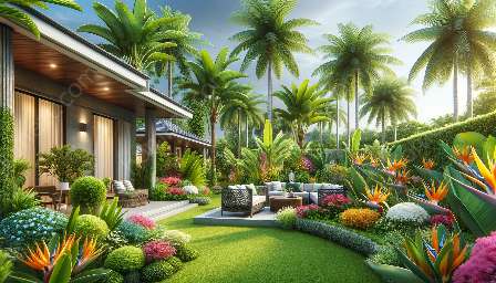 tropisk trädgård design