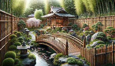 utilizarea structurilor din bambus și lemn în designul grădinii japoneze