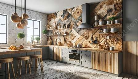 idea backsplash dapur kayu